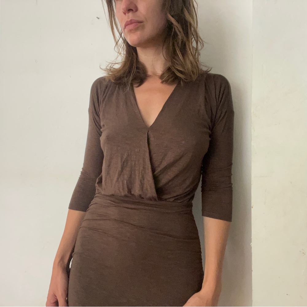 Flattering olive dress from Anthropologie